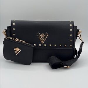 Valentino Black Crossbody Bag with Gold Studs